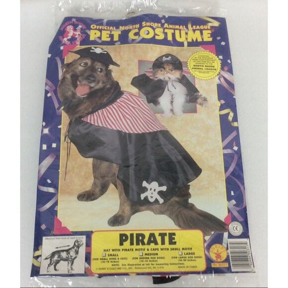 Pirate Pet Halloween Party Costume Dog/Cat Size Small Fits (10”-12”) 2 Piece Set - Picture 1 of 4